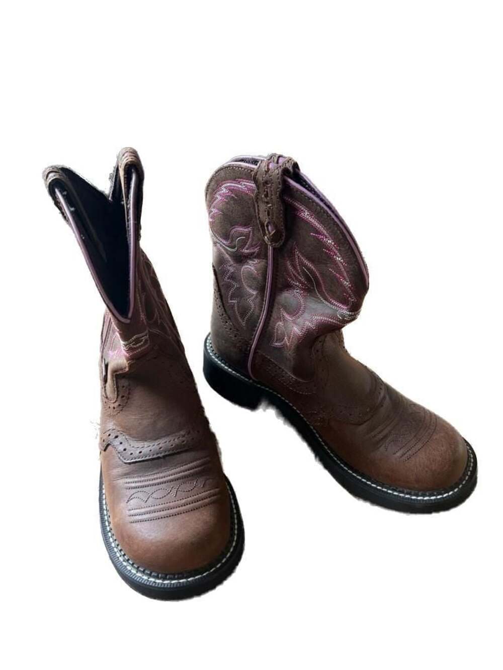 Justin Gypsy Women's Leather with Pink detail Cowboy  Boots - GEMMA AGED BARK L9